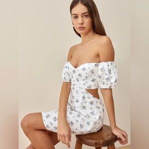 Reformation White Floral Mini Dress